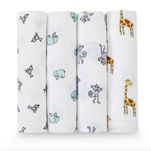 Aden and Anais - boutique 100% cotton muslin swaddle blanket 4 pack jungle jam